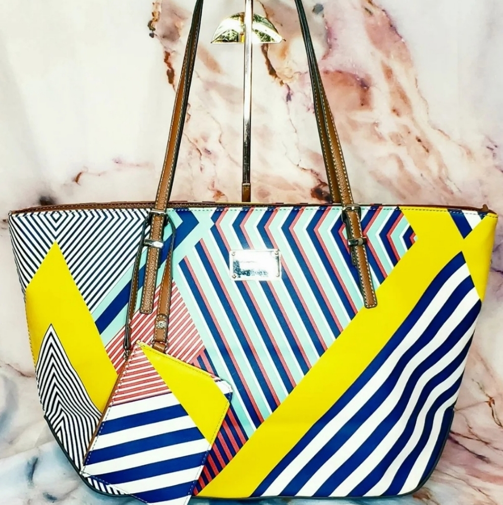 Striped Nine West Tote w/ Wristlet